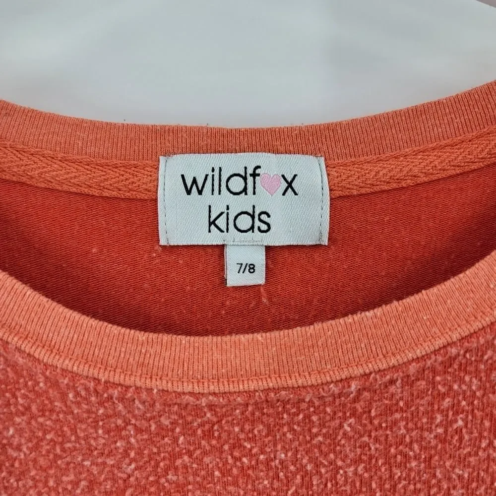 Wildfox kids anchor crew neck long sleeve orange shirt girls 7/8 medium